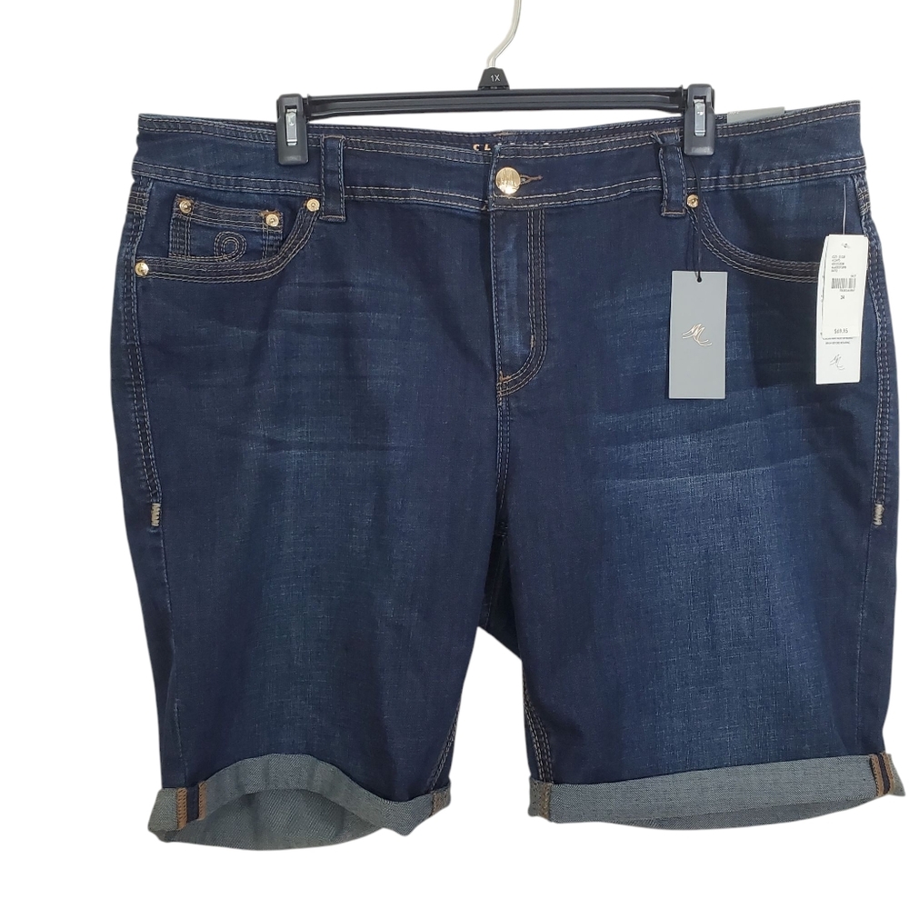 Melissa McCarthy Seven7 Denim Jean Shorts Roll Hem Casual NWT Size 24 Plus